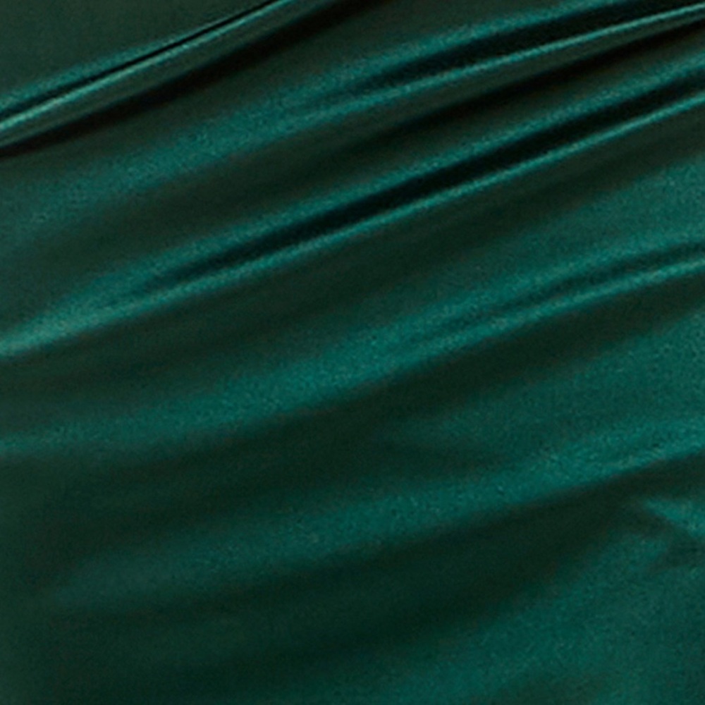 Satin Pleated Slit Gown - Picture 2 of 4